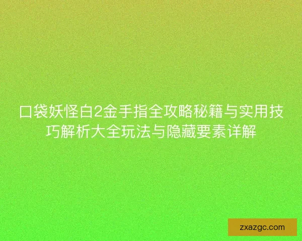 口袋妖怪白2金手指全攻略秘籍与实用技巧解析大全玩法与隐藏要素详解