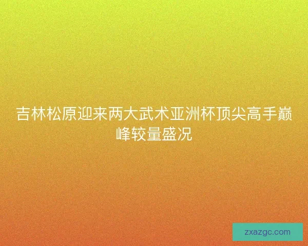 吉林松原迎来两大武术亚洲杯顶尖高手巅峰较量盛况 吉林松原迎来两大武术亚洲杯顶尖高手巅峰较量盛况
